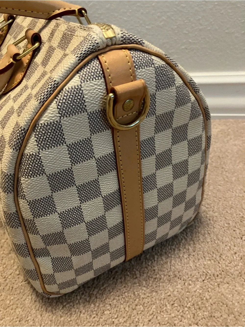 AUTH Louis Vuitton Speedy Bandoulière 30 Damier Azur w/ Strap Lock Key Dust Bag - Picture 3 of 10